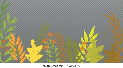 Autumn red and yellow leaves, web template transparent background - Vector illustration