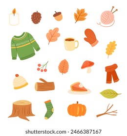 Autumn Related Objects Illustration Set