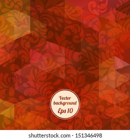 Autumn retro poster with barouqe scroll 