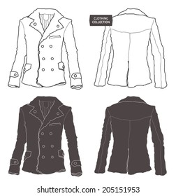 Autumn retro vintage jacket. Vector graphics set.