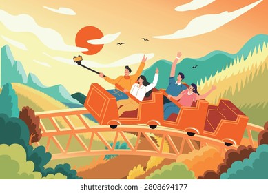 Autumn Roller Coaster Vector