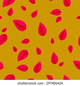 Autumn romantic seamless pattern with leaves