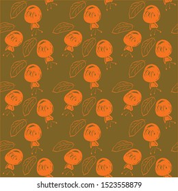 Autumn rosehip seamless orange pattern