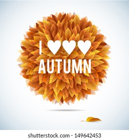 Autumn round abstract background. Vector photo realistic fall leaves, beautiful ball