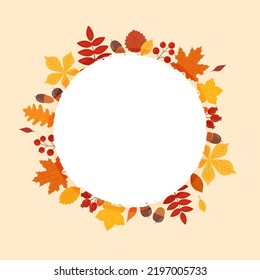 Autumn round background with colorful leaves