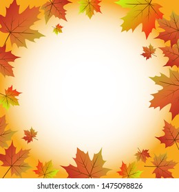 Autumn round background with maple leaves. Vector illustration circle of autumn leaves 