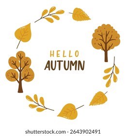 Autumn round frame, autumn cozy, design for posters, banner, greeting cards, stickers