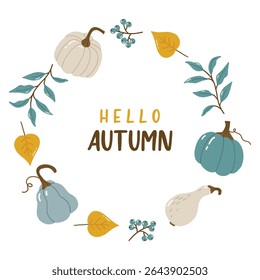 Autumn round frame, autumn cozy, design for posters, banner, greeting cards, stickers