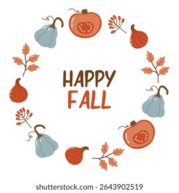 Autumn round frame, autumn cozy, design for posters, banner, greeting cards, stickers
