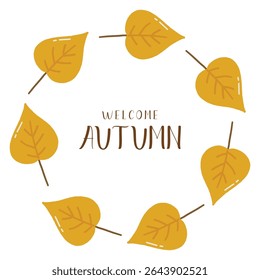 Autumn round frame, autumn cozy, design for posters, banner, greeting cards, stickers
