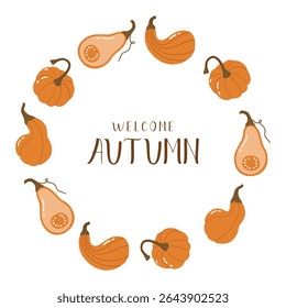 Autumn round frame, autumn cozy, design for posters, banner, greeting cards, stickers