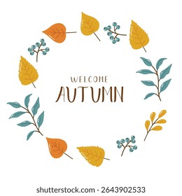 Autumn round frame, autumn cozy, design for posters, banner, greeting cards, stickers