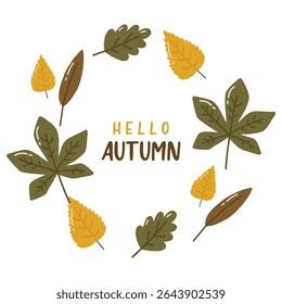 Autumn round frame, autumn cozy, design for posters, banner, greeting cards, stickers