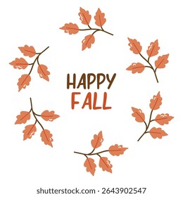 Autumn round frame, autumn cozy, design for posters, banner, greeting cards, stickers