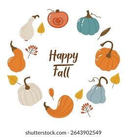 Autumn round frame, autumn cozy, design for posters, banner, greeting cards, stickers