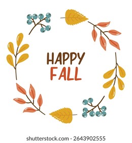 Autumn round frame, autumn cozy, design for posters, banner, greeting cards, stickers