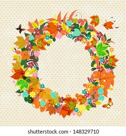Autumn round frame for your design