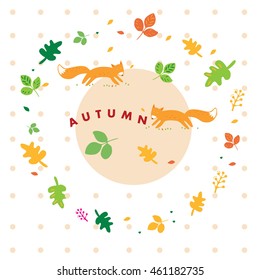 autumn round illustration. children's illustration. fox illustration