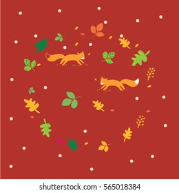 autumn round illustration. children's illustration. fox illustration