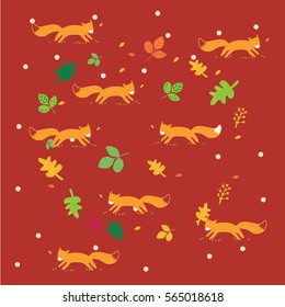 autumn round illustration. children's illustration. fox illustration