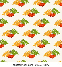 Autumn rowan branch seamless pattern