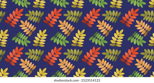 Hojas de serrana de otoño. Patrón sin fisuras. Ilustración vectorial.