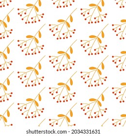 autumn rowan seamless pattern. vector background