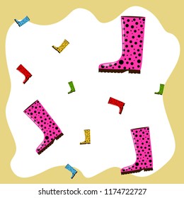 autumn rubber boots autumnal vector background