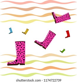 autumn rubber boots autumnal vector background