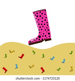 autumn rubber boots autumnal vector background