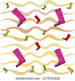 autumn rubber boots autumnal vector background