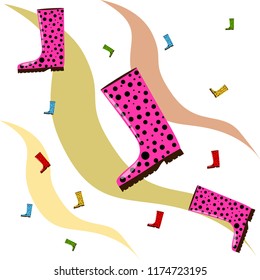 autumn rubber boots autumnal vector background