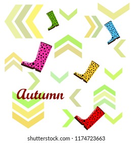 autumn rubber boots autumnal vector background