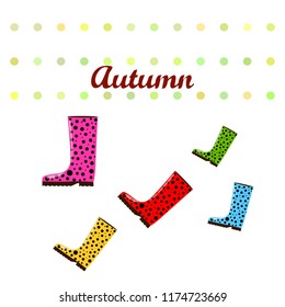 autumn rubber boots autumnal vector background