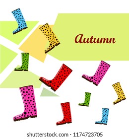 autumn rubber boots autumnal vector background
