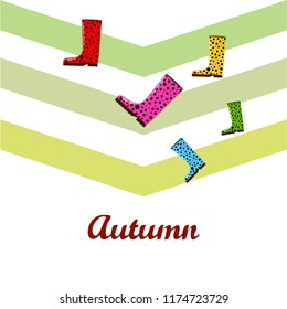 autumn rubber boots autumnal vector background