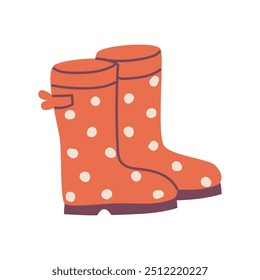 Autumn rubber boots, cute hand drawn seasonal object. Vector illustration in flat style