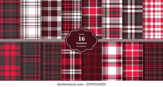 Autumn Rust Seamless Tartan with Cherry Red accents Textile Design Set of 16