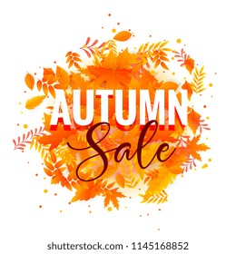 autumn sake poster design with fall leaves