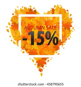 Autumn sale 15 percent discount. Vector illustration