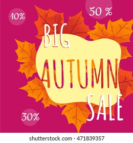 Autumn sale 2016. Seasonal sale banner design with fall leaves