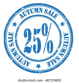autumn sale 25% grunge stamp, vector illustration