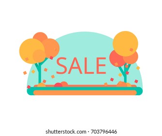 Autumn sale of 25. Vector flat design. Label or flyer discounts.