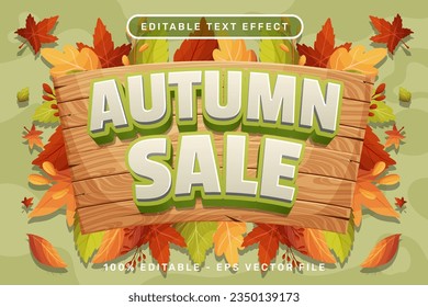 autumn sale 3d text effect and editable text effect with leaf autumn illustration	
