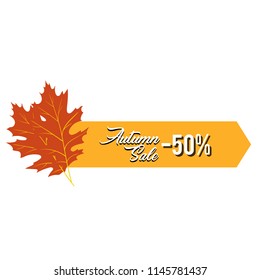 Autumn Sale 50% Maple Orange Tag Vector Image
