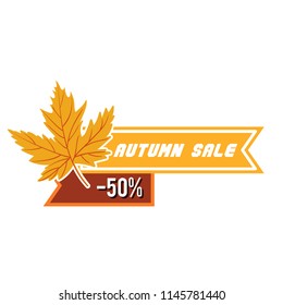Autumn Sale 50% Maple Tag Ribbon Vector Image
