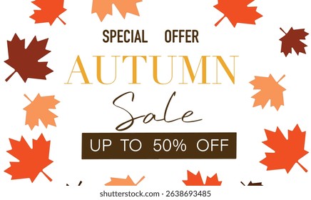 Autumn sale up to 50% percent off special offer maple leaf tree banner poster thanksgiving season fall of autumn season shopping promotion advertisement retail product price marketing business autumn 