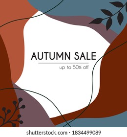 Autumn Sale Abstract Banner Modern Design Vector Illustration, Trendy Style Square template Fall Sale
