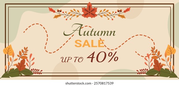 Autumn sale advertisement features fall leaves forty percent off