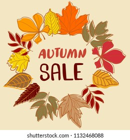 Autumn Sale backdrop with colourful leaves 